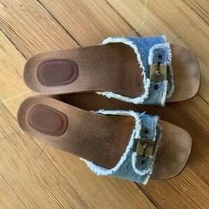 Dr. Scholl's x Re/done Wooden Sandals/Clogs with Denim